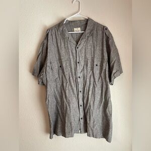 Mutual Weave Charcoal Gray Casual Button Down Shirt with Camp Collar size 3XL